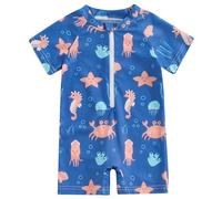 ZZLBUF Baby Boy Swimsuit Swimming Costume Toddler Boys Shark Swimwear Rash Guard One Piece Beach Swimwear Infant Bathing Suits (D3# Blue, 12-18 Months)