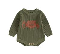 ZZLBUF Baby Girl Boy Christmas Outfits My First Christmas Sweater Romper Chunky Knit Pullovers Top Sweatshirt Warm Clothes (Sweater Romper, Green, 0-3 Months)