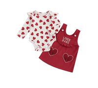 ZZLBUF Baby Girl My First Valentine's Day Outfits Newborn Infant Romper Corduroy Skirt Set Overalls Dress Outfits Clothes (01- Love Heart Red, 12-18 Months)