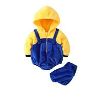 ZZLBUF Cute Animal Costume for Infant Baby Girl Boy Halloween Costume Fuzzy Warm Fall Winter Clothes Halloween Gifts (Yellow Blue, 12-18 Months)