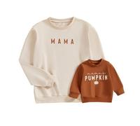 ZZLBUF Mommy and Me Matching Outfits Letter Print Crewneck Pullover Sweatshirt Long Sleeve Shirt Tops Baby Clothes (Mom, L, Style-6)