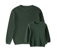 ZZLBUF Mommy and Me Matching Outfits Solid Color Chunky Knit Sweater Pullovers Long Sleeve Jumper Tops Kids Clothes (Kids, 11-12 Years, Green)