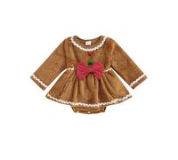 ZZLBUF Newborn Infant Baby Girl Christmas Outfits Santa/Elf/Gingerbread Man Long Sleeve Romper Dress Christmas Costume (04 Gingerbread Man Brown, 6-12 Months)