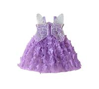 ZZLBUF Newborn Infant Baby Girl Fairy Romper Dress Butterfly Wings Sleeveless Tutu Dress Halloween Outfits Costume (Purple, 6-12 Months)
