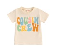 ZZLBUF Sister Brother Matching Outfits Newborn Baby Boy Girl Romper Bodysuit Toddler Short Sleeve T-Shirt Summer Clothes (Cousin T-Shirt- Beige, 4-5 Years)
