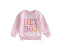 ZZLBUF Toddler Baby Boy Girl Sweatshirt Casual Letter Long Sleeve Pullovers T Shirts Fall Winter Clothing (05- Hey Boo Pink, 18-24 Months)