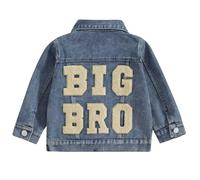 ZZLBUF Toddler Baby Boys Girls Denim Jacket Big Lil Sister/Brother Matching Outfits Button Down Jeans Coat Outerwear (Blue- Big Bro, 4-5 Years)