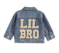 ZZLBUF Toddler Baby Boys Girls Denim Jacket Big Lil Sister/Brother Matching Outfits Button Down Jeans Coat Outerwear (Blue- Lil Bro, 3-6 Months)