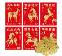 ZZLBZN 36 Pcs Traditional Chinese New Year Red Envelopes, 40Pcs Lucky Coins Chinese New Year Envelopes, Red Envelopes Chinese New Year 2026 Year of The Horse Lucky Money Pocket Hong Bao
