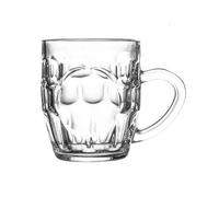 ZZlei2yu-12 Drinking Glasses Lead-Free Glasses with Handle, 13.5Oz Clear Dimpled Glass Mugs for Water Tea Milk Coffee Beer, Dishwasher Safe