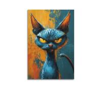 ZZLFLY Vintage Animal Poster Angry Cat Poster Decorative Painting Canvas Wall Posters And Art Picture Print Modern Family Bedroom Decor Posters 12x18inch(30x45cm)