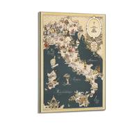 ZZLFLY Vintage Map Poster 1949 Italian Food Map Poster Decorative Painting Canvas Wall Posters And Art Picture Print Modern Family Bedroom Decor Posters 08x12inch(20x30cm)