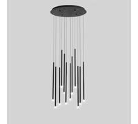 ZZLHY 8 Lights Large Chandelier for Foyer Entryway Farmhouse Led round Linear Cluster Lightd Long Strip Ceiling Hanging Lamp Staircase Dining Room Living Bedro/Black-12 L
