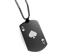 ZZLHY 925 Sterling Silver Ace Of Spades Necklace For Men And Women, Necklace Matte Poker Spade Ace Tiger Head Ace Of Spades Poker, Classic Square Ace Of Spades, Playing Card Necklace