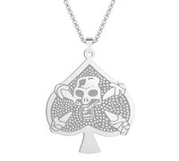 ZZLHY 925 Sterling Silver Ace Of Spades Necklace For Men And Women, Necklace Matte Poker Spade Ace Tiger Head Ace Of Spades Poker, Classic Square Ace Of Spades, Playing Card Necklace