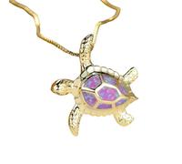 ZZLHY 925 Sterling Silver Exquisite Sea Turtle Necklace For Women, White Blue Purple Opal Turtle Charm Choker - Classic Hawaiian Turtle Necklace, Turtle Pendant, Sea Turtle Necklace For