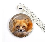 ZZLHY 925 Sterling Silver Fox Necklace For Women And Men, Kawaii Fox Pendant Rope Necklace Cute Animal Glass Choker Craft Vintage, Fox Girl Gold Initial Necklace, Fox Jewelry For Women, Therian