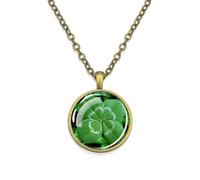 ZZLHY 925 Sterling Silver Patricks Day Necklaces For Women And Men, Four-leaf Glass Dome Necklace Patrick Day Green Necklace, Patricks Day Beads Bulk, Green Bead Necklace