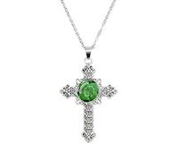 ZZLHY 925 Sterling Silver Patricks Day Necklaces For Women And Men, Four-leaf Glass Dome Necklace Patrick Day Green Necklace, Patricks Day Beads Bulk, Green Bead Necklace
