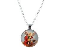 ZZLHY 925 Sterling Silver Saint Michael Necklace For Women And Men, Glass Gem Necklace Archangel .Michael Protect Me Saint Shield Protection Charm, Michael Necklace, Saint Michael Pendant For Men