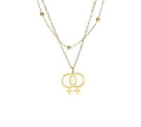 ZZLHY 925 Sterling Silver Trans Necklace, Gay Lesbian Symbol Pendant Necklaces, Bisexual Necklace, Transgender Necklace, Her And Her Necklace Lesbian, Double Venus Necklace, Asexual Necklace