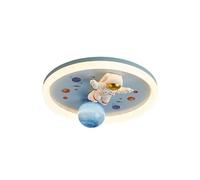 ZZLHY Cartoon Astronaut Kids Light Fixture Creativity Nordic Blue Planet Bedroom Flush Mount Ceiling Lamp Minimalist Round Boy Girl's Room Chandelier for Nursery Kindergarten