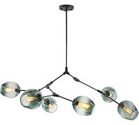 ZZLHY Chandelier, Creative Sputnik Blue Bubble Light Adjustable Glass Shade Spherical Antique Branch Chandelier/6Lights
