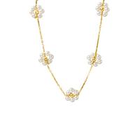 ZZLHY Charming Imitation Pearl Flower Necklace For Women, Elegant Flower Pearl Necklace Bracelet Sets - Bohemian Pearl Choker, Flower Necklace For Valentine Birthday Gifts