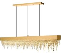 ZZLHY Crystal Chandelier for Kitchen Island | Luxury Dining Room Hanging Light Fixture | Gold/Black Indoor Home Decor Lamp(Cool 6000k,2-L120XW12XH25CM)