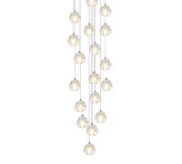 ZZLHY Crystal Staircase Villa, Long Chandelier for High Ceiling,Mid Century Raindrop Pendant Adjustable Height,Stainless Steel Base,G4,Ceiling Light, 18 L