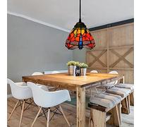 ZZLHY Dragonfly Pendant Hanging Lamp, Vintage Stained Glass Small Ceiling Light Fixtures, Retro s for Kitchen Island Sink Dining Living Room Hal,1pcs