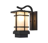 ZZLHY Exterior Wall Lanterns, Outdoor Wall Sconce Porch Light Fixture, Waterproof Wall Lamp for Garden, Patio, Balcony, Oriental Tradition, Black Housing with Milk White Glass