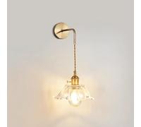 ZZLHY Flower Wall Sconce Bathroom Vanity Wall Light, 1-light Glass Lampshade Vintage Wall Lamp with Hanging Wire, Clear Glass Wall Light Fixtures for Living Room Bedroom Bedside