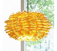 ZZLHY Hand Knitted Rattan Pendant Light for Bar Coffee Dining Room Bird Nest Chandelier Ceiling Lamp with Natural Hollow Lampshade (30CM)