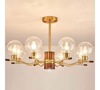 ZZLHY Industrial VAintage Wooden Crystal Chandeliers Farmhouse Chandelier Semi Flush Mount Contemporary Metal Chandelier,Ceiling Light