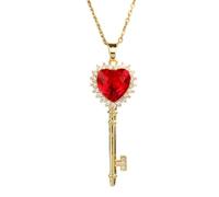 ZZLHY Key Necklace For Women, 925 Sterling Silver Heart Key Zircon Pendant Necklace, Key Necklaces For Women, Lock And Key Necklace, Skeleton Key Necklace, Heart Key Necklace