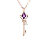 ZZLHY Key Necklace For Women, 925 Sterling Silver Heart Key Zircon Pendant Necklace, Key Necklaces For Women, Lock And Key Necklace, Skeleton Key Necklace, Heart Key Necklace