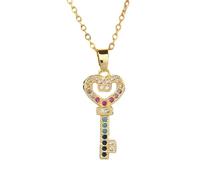 ZZLHY Key Necklace For Women, Heart Key Zircon Pendant Necklace, Key Necklaces For Women, Lock And Key Necklace, Skeleton Key Necklace, Heart Key Necklace, Key Gold Necklace, The Giving Keys