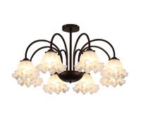 ZZLHY Large Milk Glass Chandelier Sputnik French Floral Flower Oil Rubbed Bronze Mid Century Semi Flush Mount Ceiling Light Bedroom For Living Room Dining Table Kitchen Island