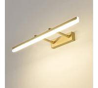 ZZLHY LED Brass Mirror Front Lamp Linear Bathroom Light Fixture, Copper Bar Over Mirror Lighting Fitting, Adjustable Vanity Wall Sconce Mirror Lamps for Bath Washroom Dresser