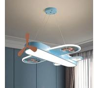 ZZLHY LED Chandelier,Wrought Iron Cartoon Dimmable Aircraft Light, Creative Material Hanging Wire Adjustable Hotel Living Children‘s Room Decorative Lighting (Color Blue, Size 51