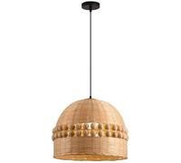 ZZLHY Mid Century Light Large Boho Rattan Chandelier Rustic Woven Ceiling Hanging Lamp Kitchen Island Farmhouse Wicker Lighting Fixture for Dining Room Bedroom Hallway Foyer/Dome