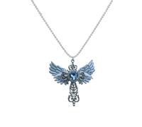 ZZLHY Necklace For Girls, 925 Sterling Silver Guardian Pendant Necklace Men And Women Personality Wings Prayer Pendant Necklace Couple Gift- Guardian Pendant,