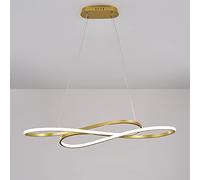 ZZLHY Nordic Pendant Lights Creativity Curved Hanging Lamp Fixture With Adjustable Line For Living Room Bedroom Dining Room,Gold+White Light