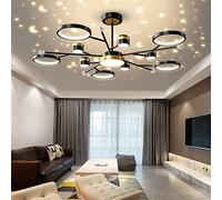 ZZLHY Remote Control Ceiling Lamp Star and Moon S-hadow Black Gold Chandelier Compatible with Bedroom Living Room Dining Room,for Various Rooms
