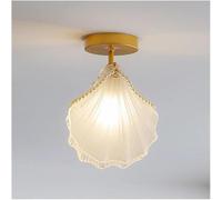 ZZLHY Sea Shell Frosted Glass Semi Flush Mount Lamps Gold Small Hallway Lamp A Coastal Boho Close to Ceiling Lights,Ceiling Light