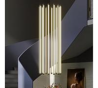 ZZLHY Staircase Pendant Light with 12 Rotating Heads Dimmable Aluminum Chandeliers for Villa Adjustable Ceiling Fixture for Living Room Hotel and Hallway