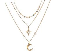 ZZLHY Star and Moon Necklace J Necklace for Women Choker Necklaces for Women Jewelry Alloy Golden