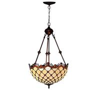 ZZLHY Style Ceiling Light Fixture, V-intage Stained Glass Chandeliers, Adjustable Retro Decor Pendant Hanging Lamp for Bedroom Living Room Kitchen Island, E27 [Energy Class +],A,16 inch Interesting