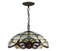 ZZLHY Style Lamp 30CM Retro Stained Glass Ceiling Pendant Gem Shades Wire Lights Bar Club Dining Room Hallway 12Inches E27 Chandeliers,Hanging Light